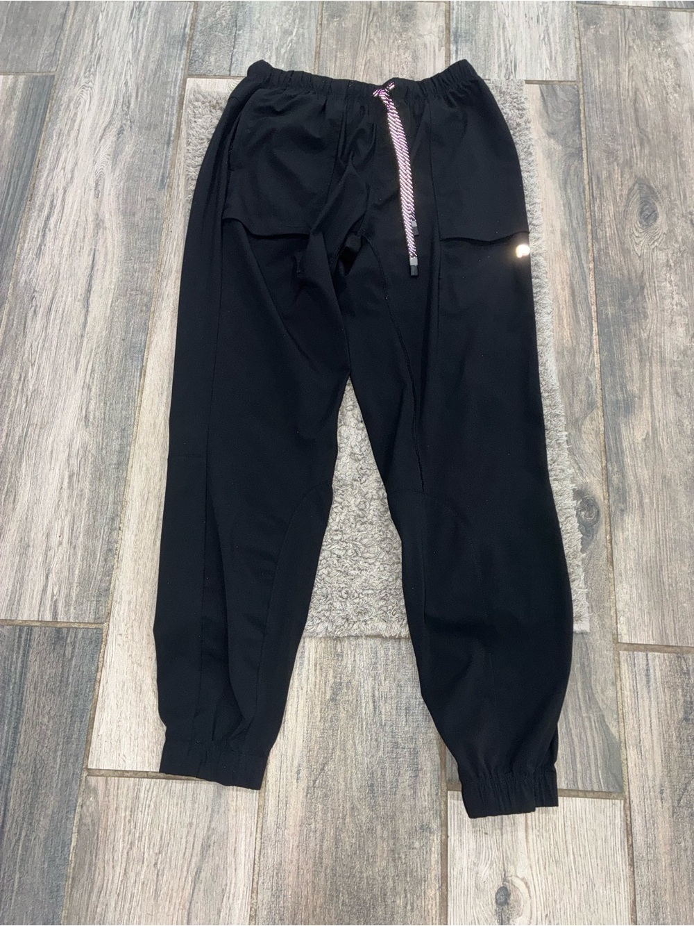 Fabletics Black Jogger Sweatpants with Pink Drawstring